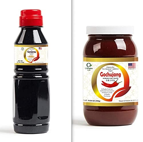 Q-Rapha Premium Korean Gochujang (19.9) and Ganjang (12.0) - 2 pack