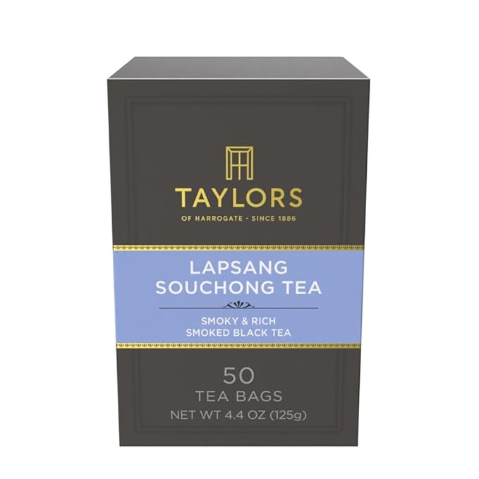 Taylors of Harrogate Lapsang Souchong, Black Tea, Pillow Tea Bags, 50 Count (Pack of 1), Smoky, Rich and Strong, Caffeinated, Enjoy Hot or Iced, 50 Teabags