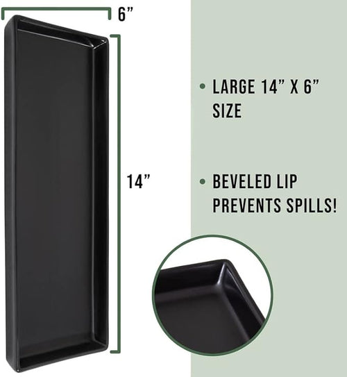 Home Beets Matte Black Ceramic Serving Platters (14 x 6 Inch Rectangle Plates) Serving Dishes for Entertaining, Food, Appetizers, Desserts, Cheese Board, Charcuterie, Sushi - Set of 4 Party Trays