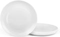 LaGlint 10.5 inch Ribbed Dinner Plate Set of 6, Round Opal Glass White Dinnerware Plates, Dishwasher and Microwave Safe