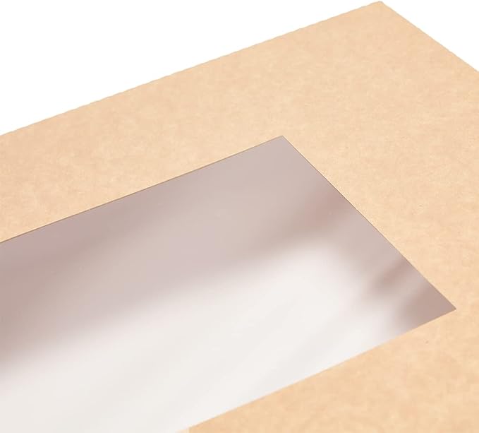 Restaurantware-17.7 x 12.2 x 3.2 Inch Catering Trays, 10 Grease-Resistant Catering Boxes - Cover With Window Included, Side Lock, Kraft Paper Catering Food Containers, Inserts Sold Separately
