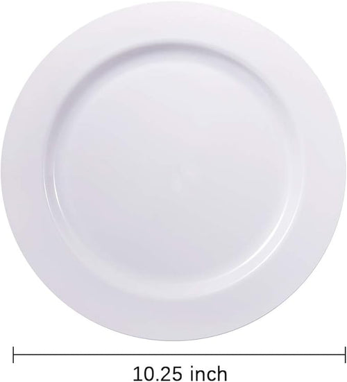 bUCLA 100PCS White Plastic Plates-10.25inch Disposable Dinner Plates-Premium Party&Wedding Plates
