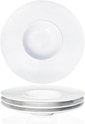 Ceramics Rimmed Soup Bowls 8.8 oz, White 11.6 inch Exquisite small soup plate Set of 4, Pasta plates With Rim is the best choice for hotels, kitchens, fine restaurants and gourmets