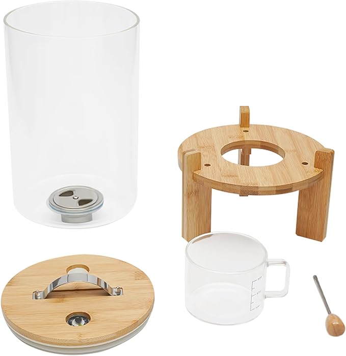 Rice Dispenser, Grain Dispenser Glass Bucket, Cereal Storage Dispenser, Large Capacity Storge Container for Dry Food (7.5L)