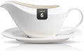 Bone China Wide Rim Commercial Grade Dinnerware Gravy Boat with Dish, Case of 6sets