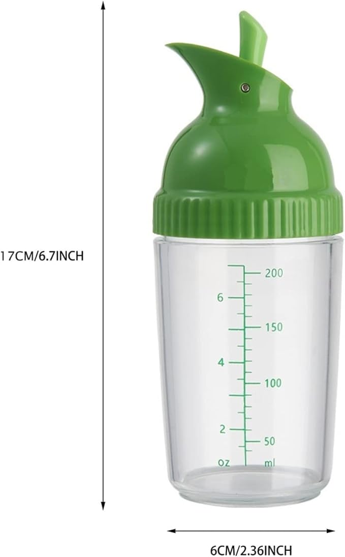 Salad Dressing Shaker Container, Homemade Salad Dressing Bottle Mixer Measure,Dripless Pour, Soft Grip, BPA Free（2 Pcs）