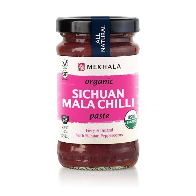 Mekhala Organic Sichuan Mala Chili Cooking Paste. Versatile Condiment, Marinade Seasoning. Spicy Tingly, Vegan. Gluten-Free (3.53oz)