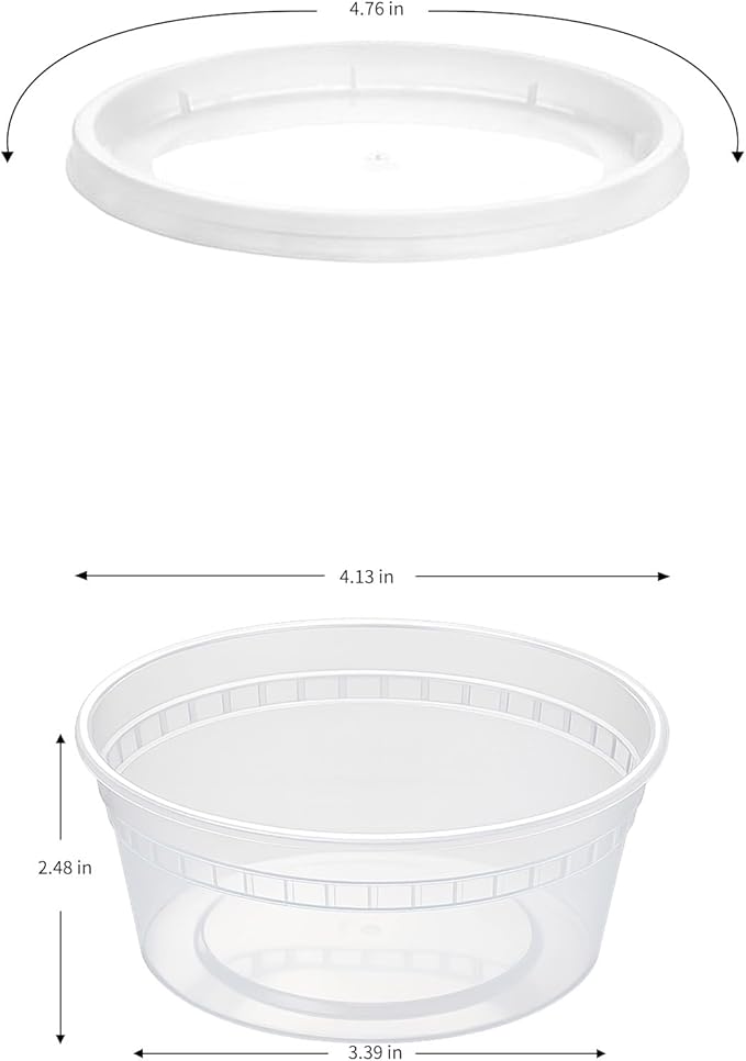 8 oz Clear Plastic Condiment Cups - 48-Pack with Lids, Airtight Small Food Containers, BPA-Free, Dishwasher Safe