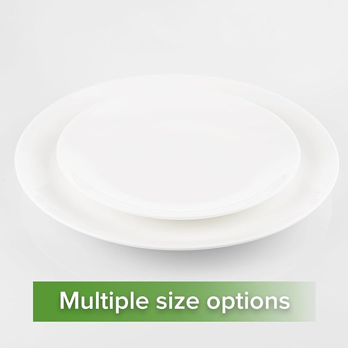 Fine Bone China Dinner Plates 6-Piece, Flate Plate, Pasta Plate 10.75 Inches, Fine Glaze With Pure White Color Sturdy and Durable, Thin Thickness and Light Weight, Microwave and Dishwasher Safe