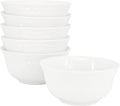 Elama Henryi 6 Piece Embossed Rim Detail Porcelain White 6.1 Inch Bowl Set, Tableware Set, Serveware (6 Pc Bowl)