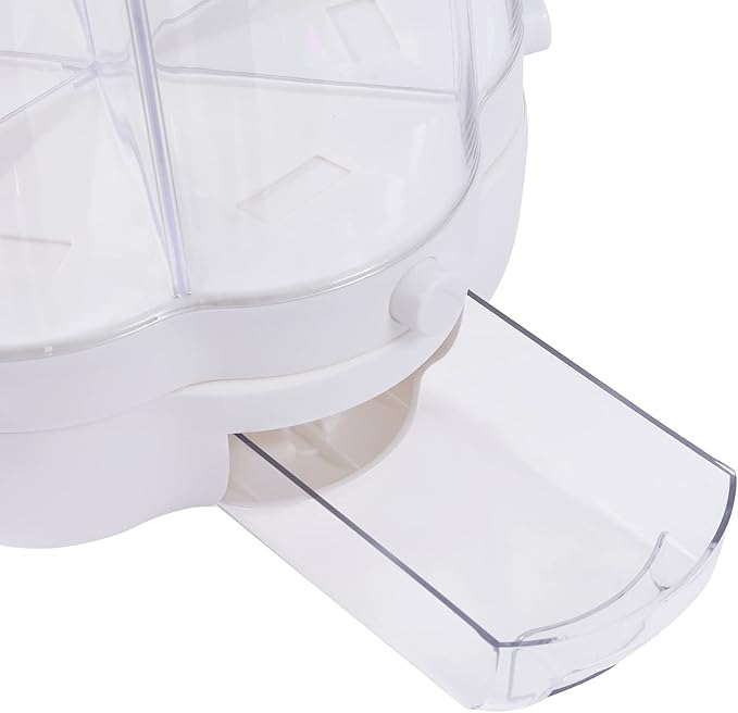 Grain Storage Container Dispenser, 6 Grids rice dispenser rotating, 360° rotating food dispenser One-Click Output rice Storage Round Grain Dispenser Kitchen (White Medium 1.53kg)