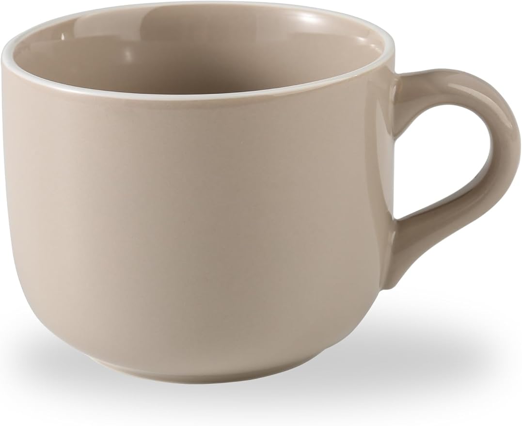 Microwave Soup Mug, 21 OZ Jumbo Porcelain Soup Cups with Handles, Microwave & Dishwasher Safe Soup Bowls Mugs with Handle for Cappuccino, Latte, Oatmeal, Snacks, Beige