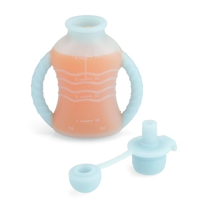 PandaEar 7-Pack Reusable Silicone Baby Food Pouches with Handles, 4oz Refillable Squeeze Pouches for Toddlers & Infants, BPA-Free Self-Feeding Yogurt & Smoothie Bags, Includes 2 Funnels