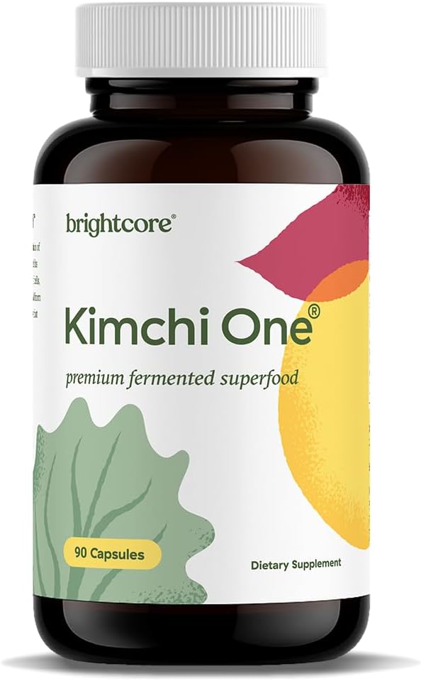 Brightcore Nutrition - Kimchi One, Kimchi Powder Capsules, Probiotics, Enzymes, & Antioxidant Supplement, Premium Gut Health Superfood for Overall Well Being, Gluten-Free, 90 Vegan Capsules