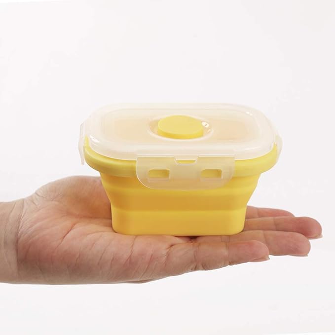 Collapsible Silicone Food Storage Container, Portion Control Container with Clip-on Lid, Stackable, Space Saving, Microwave/Fridge/Freezer/Dishwasher Safe, 5 Oz, Pack of 4