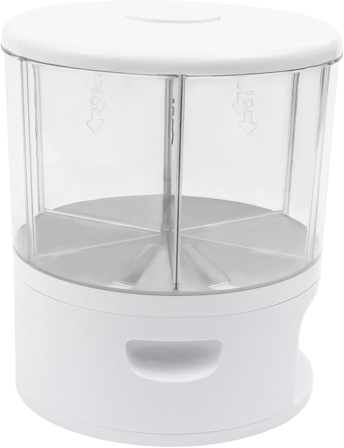 Grain Storage Container Dispenser, 6 Grids rice dispenser rotating, 360° rotating food dispenser One-Click Output rice Storage Round Grain Dispenser Kitchen (White 2.3kg)