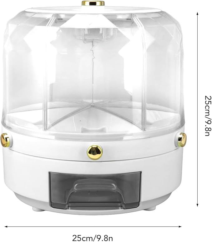 Grain Storage Container Rotatable Rice Dispenser Box 6 Grid Grain Dispenser 360 Degree Rotating Food Dispenser Cereal Dispenser Countertop for Beans Rice Grains(white)