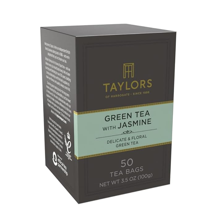 Taylors of Harrogate Green Tea with Jasmine, Pillow Tea Bags, 50 Count (Pack of 2), Delicate, Floral and Sweet, Caffeinated, Enjoy Hot or Iced, 50 Teabags