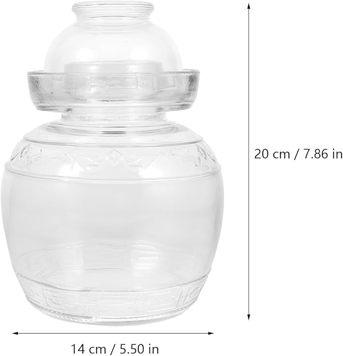 Toyvian Traditional Glass Fermenting Jar with Airtight Lid 3lb Thick Glass Kimchi Pickling Jar Food Storage Container for Kitchen Fermentation