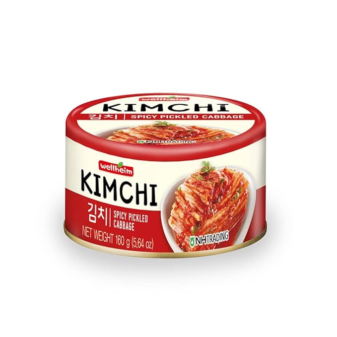 [NongHyup] Wellheim Canned Kimchi, Spicy Pickled Cabbage, Product of Korea, 농협 웰하임 김치, 100% 한국산 (160g/5.64 oz) (1 can)