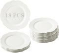 6 Inch Porcelain Small Dinner Plates Set of 18, White Leave Wave Rim Appetizer Plates, Dessert Salad Plates, Ceramic Serving Dishes for Cake, Snack, Ice Cream, Waffles, Microwave, Dishwasher Safe