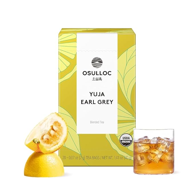 OSULLOC Yuja Earl Grey (Natural bergamot flavor, Yuju), USDA Organic, Premium Teabags from Jeju Island, 20 count, 1.41 oz, 40g