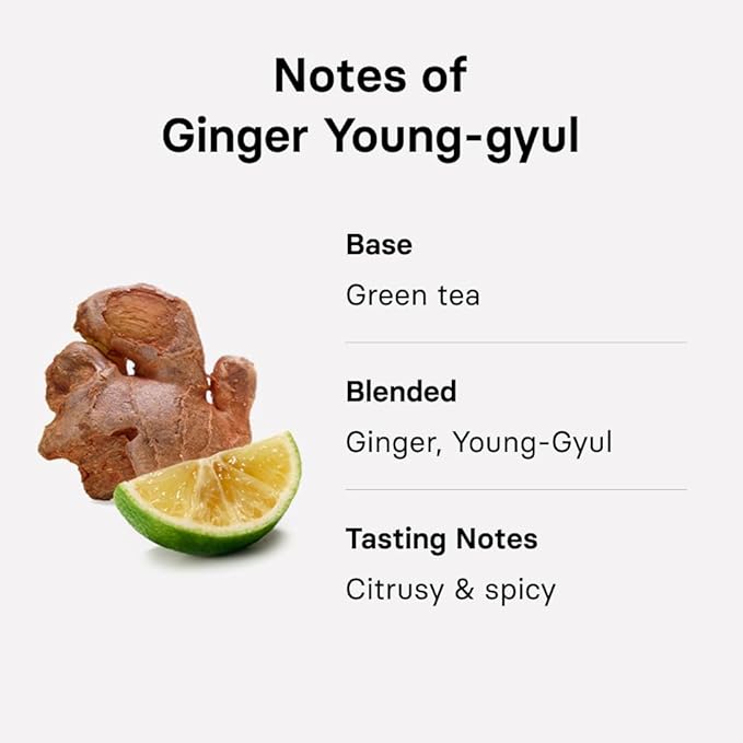 OSULLOC Ginger Young-Gyul Tea, Green Tea with Tangerine & Spice, Immunity Support Blend, 20 Count, 1.27 oz