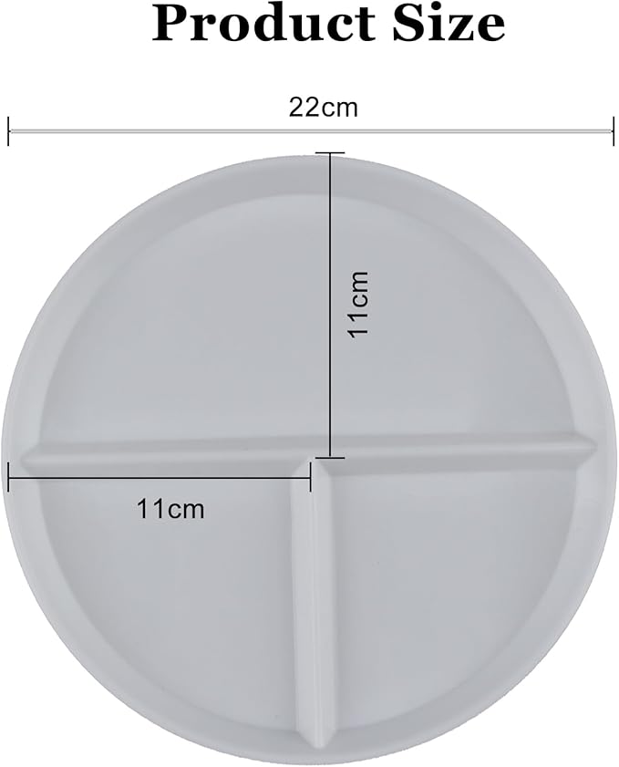 2Pcs Portion Control Plate For Weight 9 Inch Round Divided Plates for Adults, 3 Compartment Dinner Plates Color White
