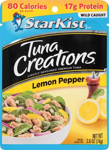 StarKist Tuna Creations Lemon Pepper Pouch (2.6 oz - 2 Pack) Wild Caught, High Protein Shelf Stable Seafood, Gluten Free, Soy Free, No Draining, Ready to Eat for Salads and Sandwiches