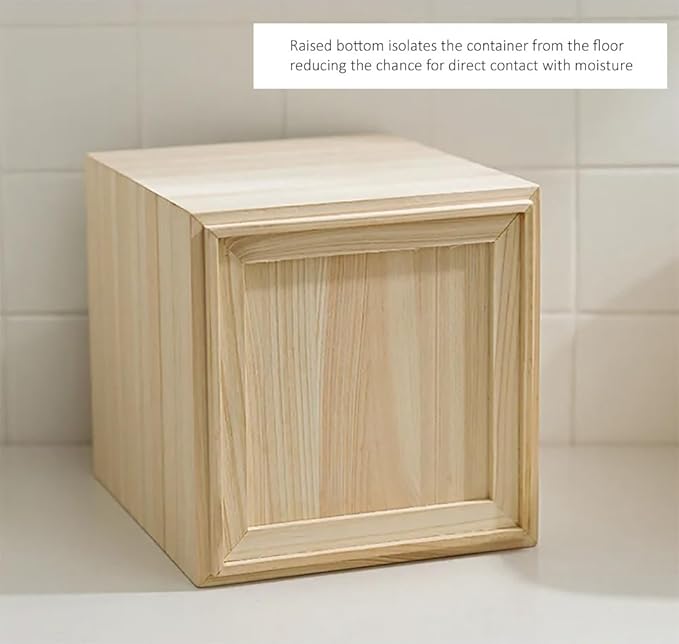 Wooden Rice Storage Container with Lid and Measuring Cup, 13lbs (5.8kg) - Grains, Beans and Dry Food