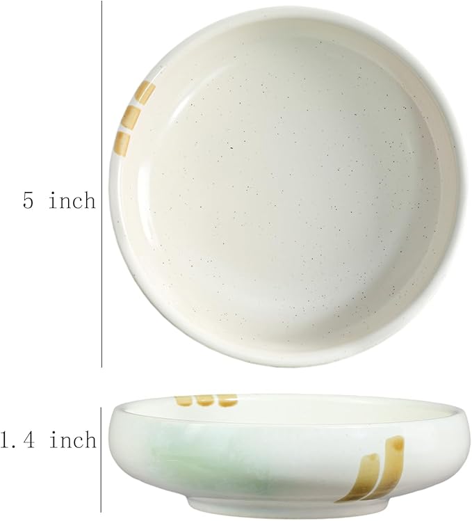 Gaolinci Creative Zen Ceramic Plate, Round Smooth Glazed Side Dish Snack Dish Pickle Dish (Set Of 4)