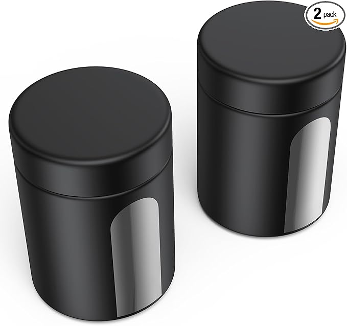 Urekt Glass Storage Jar (4 oz), 2 Pack Premium Food Grade Visual Container with Child Resistant Cap, Small Waterproof Bottle Multipurpose Container for Coffee Beans Nuts Teas Spices(120ml)