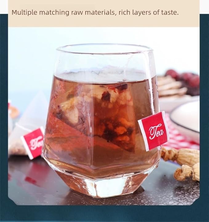 100% Pure Herbal Blend Plant-Pyramid Tea Bags （A box of 20 tea bags）3.53oz/100g，Caffeine Free, Gluten Free 人参五宝茶(Ginseng Huangjing Wubao Tea)