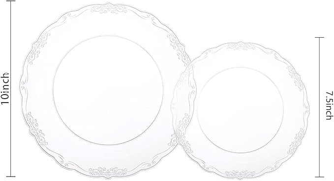U-QE 60PCS Clear Plastic Plates for Party - Clear Plates Disposable Heavy Duty for Party & Wedding - Include 30PCS 10inch Dinner Plates and 30PCS 7.5inch Dessert/Salad Plates