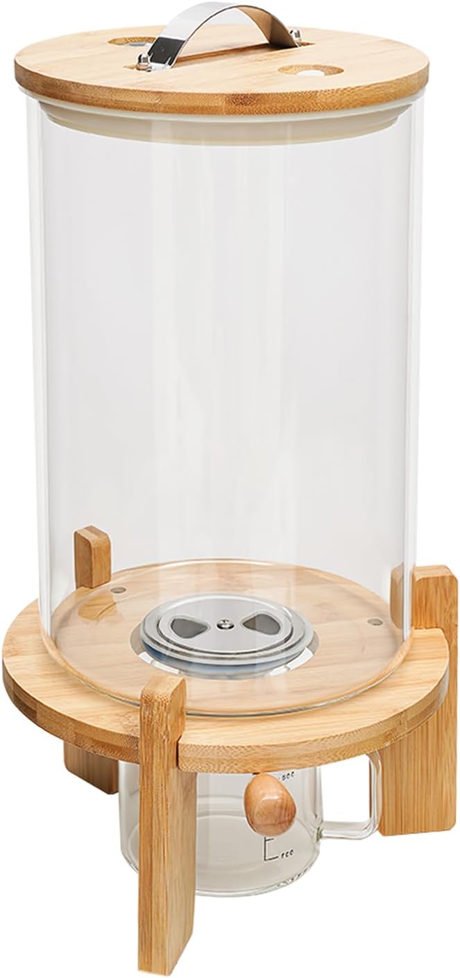Glass Rice Dispenser, Grain Dispensers Clear Dry Food Storage Container, Flour Cereal Rice Storage Box With Sealed Lid And Measuring Cup For Storing Sugar/Coffee Beans/Oats/Kitchen Food