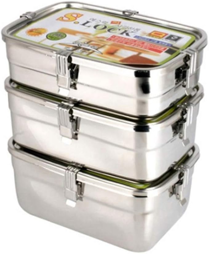 all Stainless Steel 304 Storage Sealed Container Set 3P (1.0L + 1.3L + 1.7L) for Storing Kimchi through Side Dish Vegetable Made in Korea