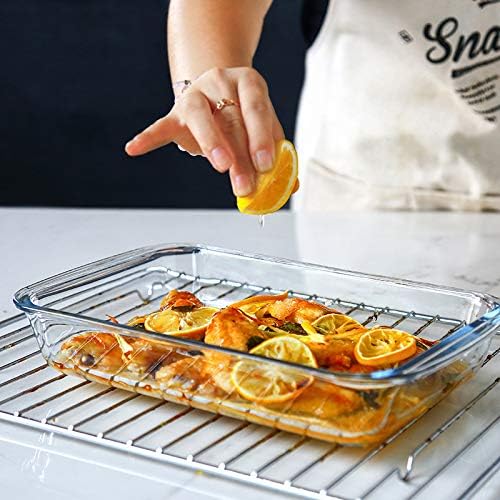 8-Piece Glass Baking Dish Set with Plastic lids,Rectangular Glass Bakeware Set with Lids, Baking Pans for Lasagna, Leftovers, Cooking, Kitchen, Freezer-to-Oven and Dishwasher, Blue
