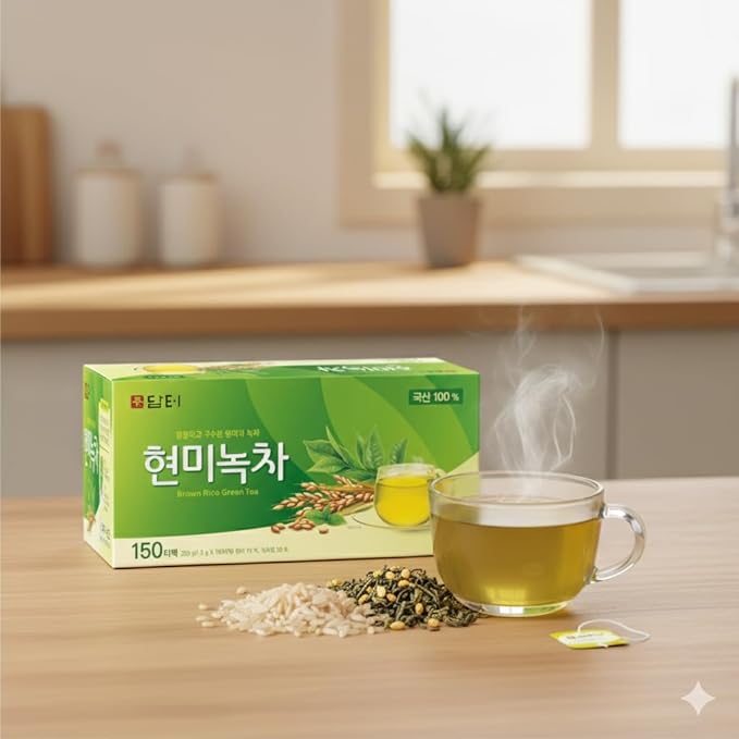 Damtuh Korean Brown Rice Green Tea – Roasted Genmaicha Blend, Nutty & Refreshing Flavor, 150 Tea Bags (1.5g each)