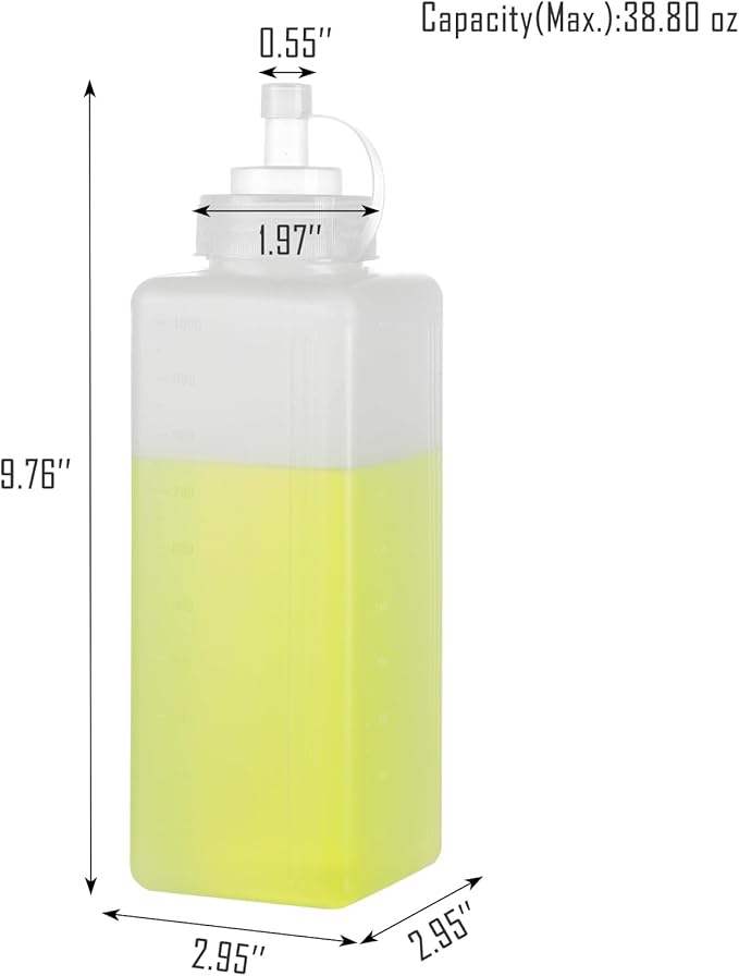 2 Pack 1 qt Large Squeeze Bottle Wide Mouth Squeeze Bottles Mayo Squeeze Bottle Salsa Dispenser Large Condiment Squeeze Bottles