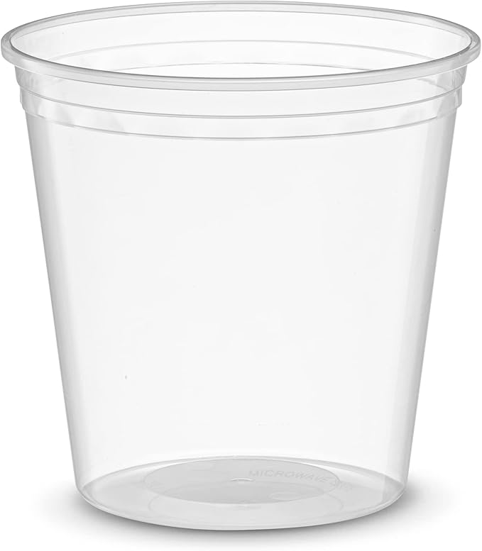 ELEGANT DISPOSABLES 24 OZ - 24 Sets Plastic Deli Food Storage Containers with Airtight Flexible Lids Microwavable, Leak Free, Washable, Freezer Safe.