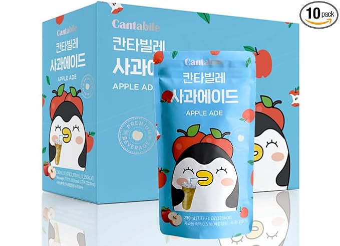 Cantabile Korean Convenience Store Pouch Drink Ready-to-Drink Refreshing Beverage Imported from Korea (Box of 10, Apple)