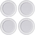 Aimusego Porcelain White Dinner Plates, Set of 4, Ceramic Salad Plates, Platters for Cake Snacks Steak Bread Luncheon Dish at Home Hotel and Restaruant, Stackable, for Holiday (White B, 9.8'')