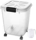 HANAMYA 40 LB Rice Storage Container with Measuring Cup, BPA free, For Rice | Grain | Pet Food | Flour, 1 count, Clear & Black