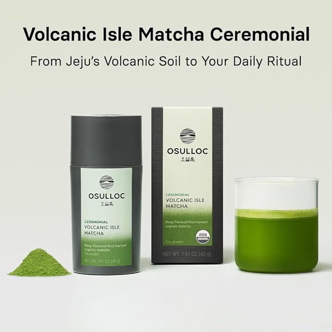 OSULLOC Volcanic Isle Matcha Powder, Ceremonial Grade Korean Matcha, Green tea powder from Jeju Island (1.41oz, 40g)