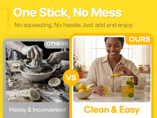 [30 Sticks] Organic 100% Pure NFC Whole Lemon Juice Sticks – 20g Each – Italian Lemon, Cold Pressed, Product of Korea, Non-GMO, No Sugar Added