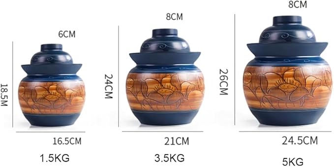 Kimchi Jar Ceramic Pickle Jar with Lids,Sourdough Crock with Lid,Kimchi Containers,Fermentation Jars Ceramic Pots, Sealed Fermentation Jars with Lids, -1.5Kg