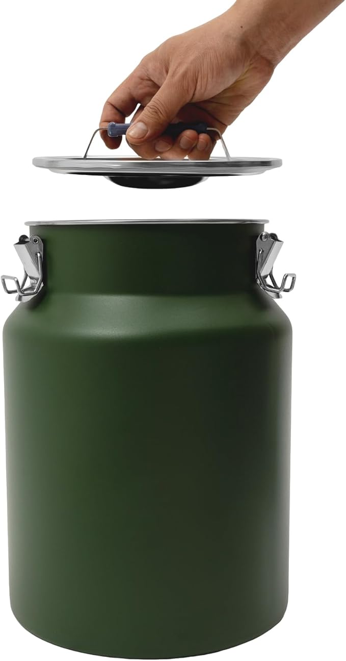 Sealed Rice Storage Container, 12L/3gal Stainless Steel Kitchen Food Storage Bin with Lids Locking Clamp, Airtight Canisters Container for Flour Rice Cereal Grain Coffee Bean (Green)