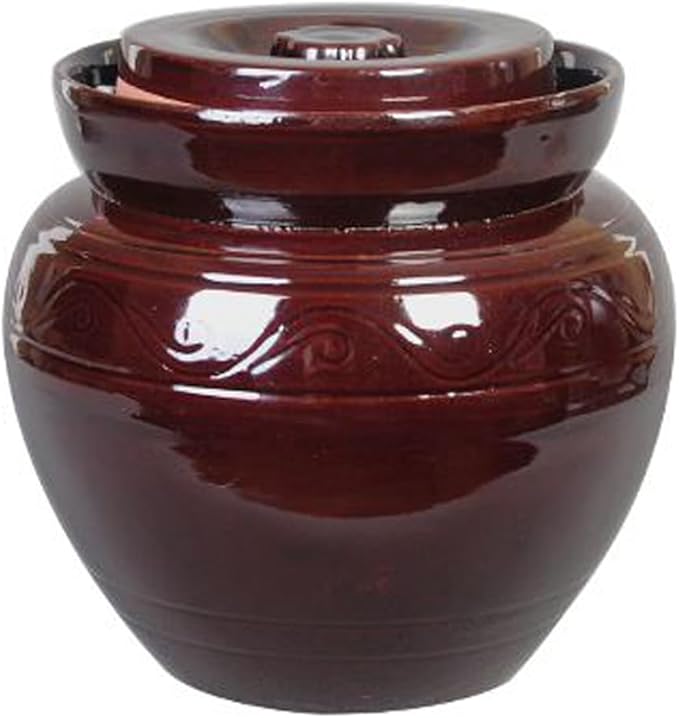 Ceramic Pickle Crock with Lids,Kimchi Containers, Fermentation Jar, Fermentation Jars Ceramic Pots, Sealed Fermentation Jars with Lids, Sauerkraut Crock -Brown||11L