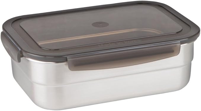 STENCOC Stainless Steel BPA Free Rectangular Leakproof Airtight Kimchi/Pickle/Salad/Fruit/Food Storage Container Saver (1.5L / 51oz / 8.3") Half-Transparent Lid Stackable