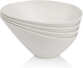 LOVYANXUE Salad Bowls, 4 Packs Serving Bowl, Compostable 33 Ounce Pasta Bowls, Elegant White Angled Bowl for Salad, Pasta, Soup, Prep, Ideal for Home and Restaurant